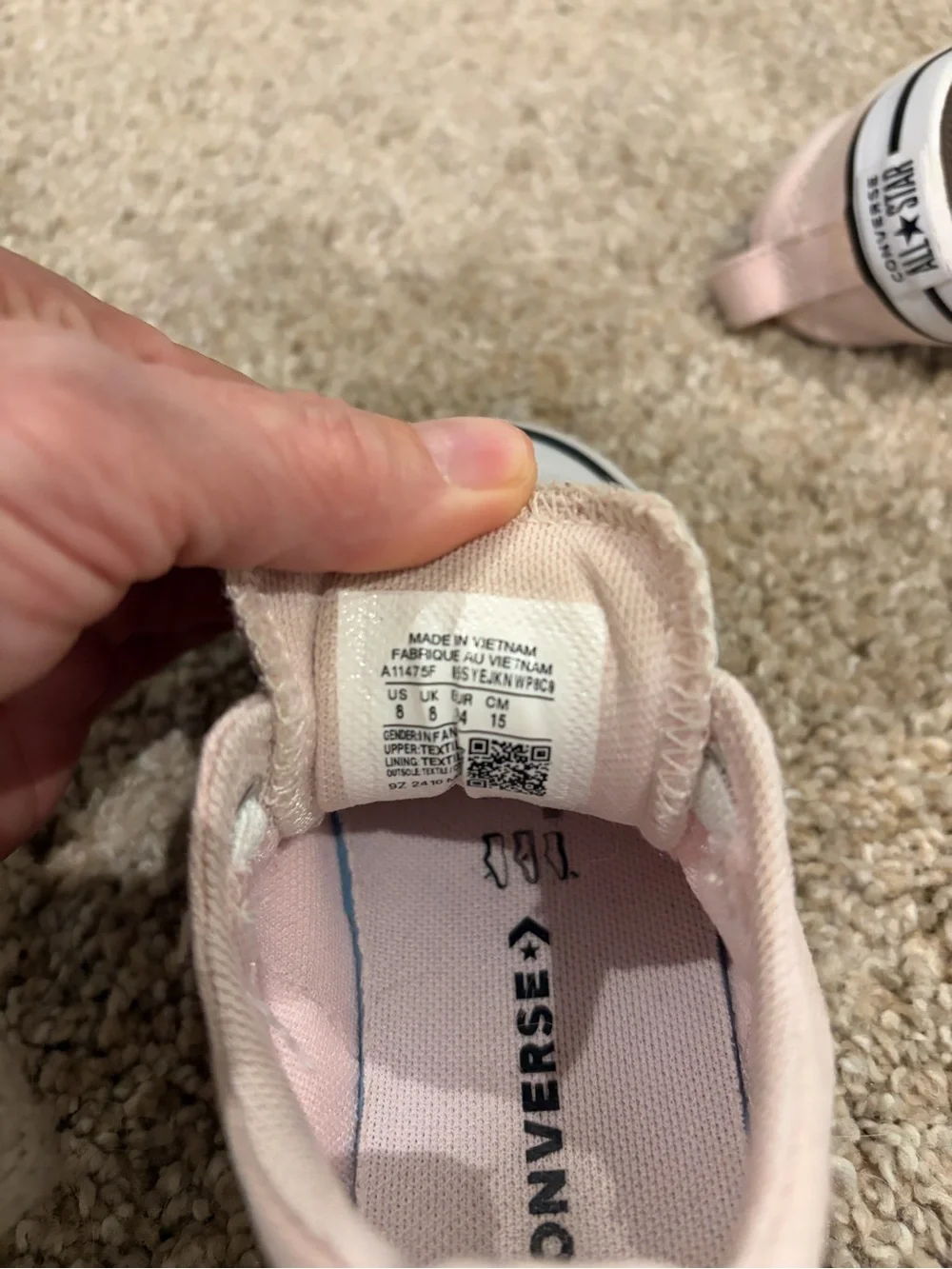 Converse Kids Low Top Sneakers in Pale Pink and White